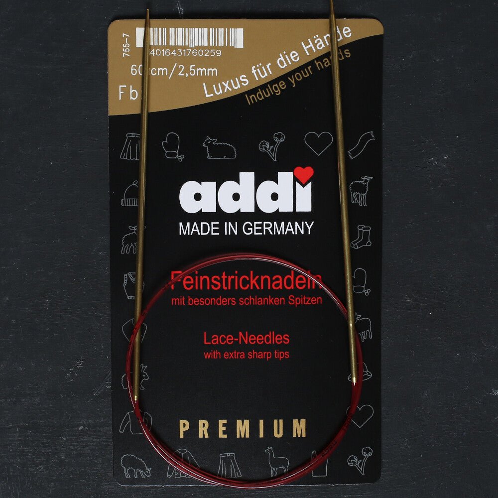 Addi 2,5mm 60cm Klasik Uzun Uçlu Misinalı Örgü Şişi- 755-7