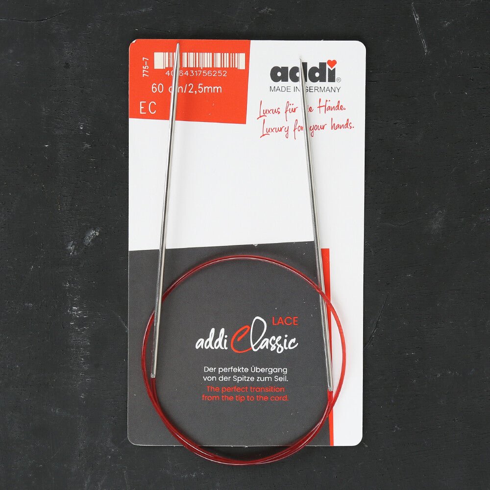 Addi 2.5mm 60cm Uzun Uçlu Misinalı Örgü Şişi - 775-7