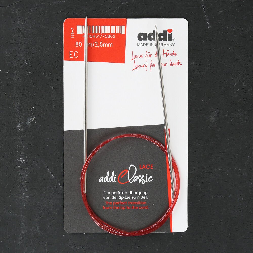 Addi 2.5mm 80cm Uzun Uçlu Misinalı Örgü Şişi - 775-7