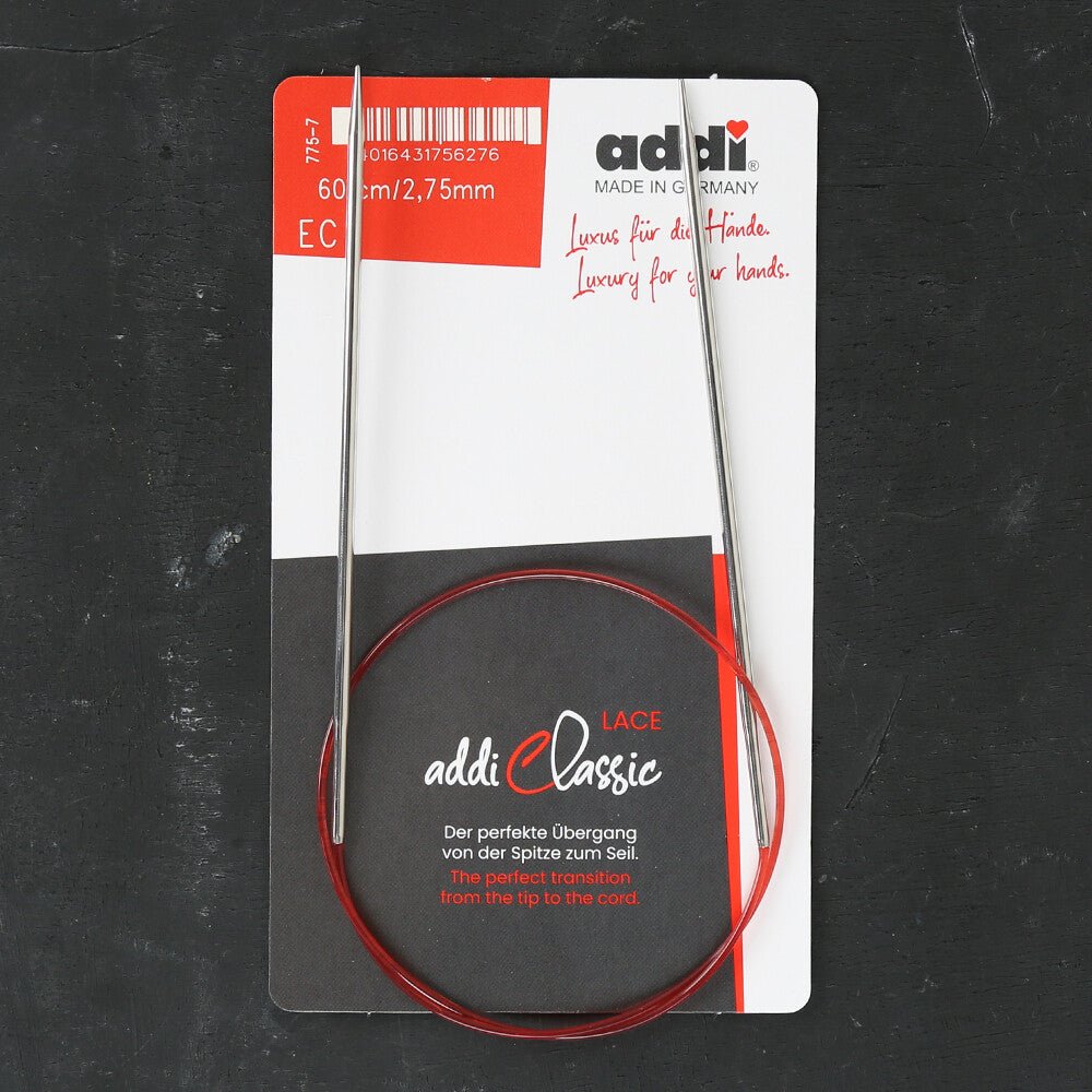 Addi 2.75mm 60cm Uzun Uçlu Misinalı Örgü Şişi - 775-7