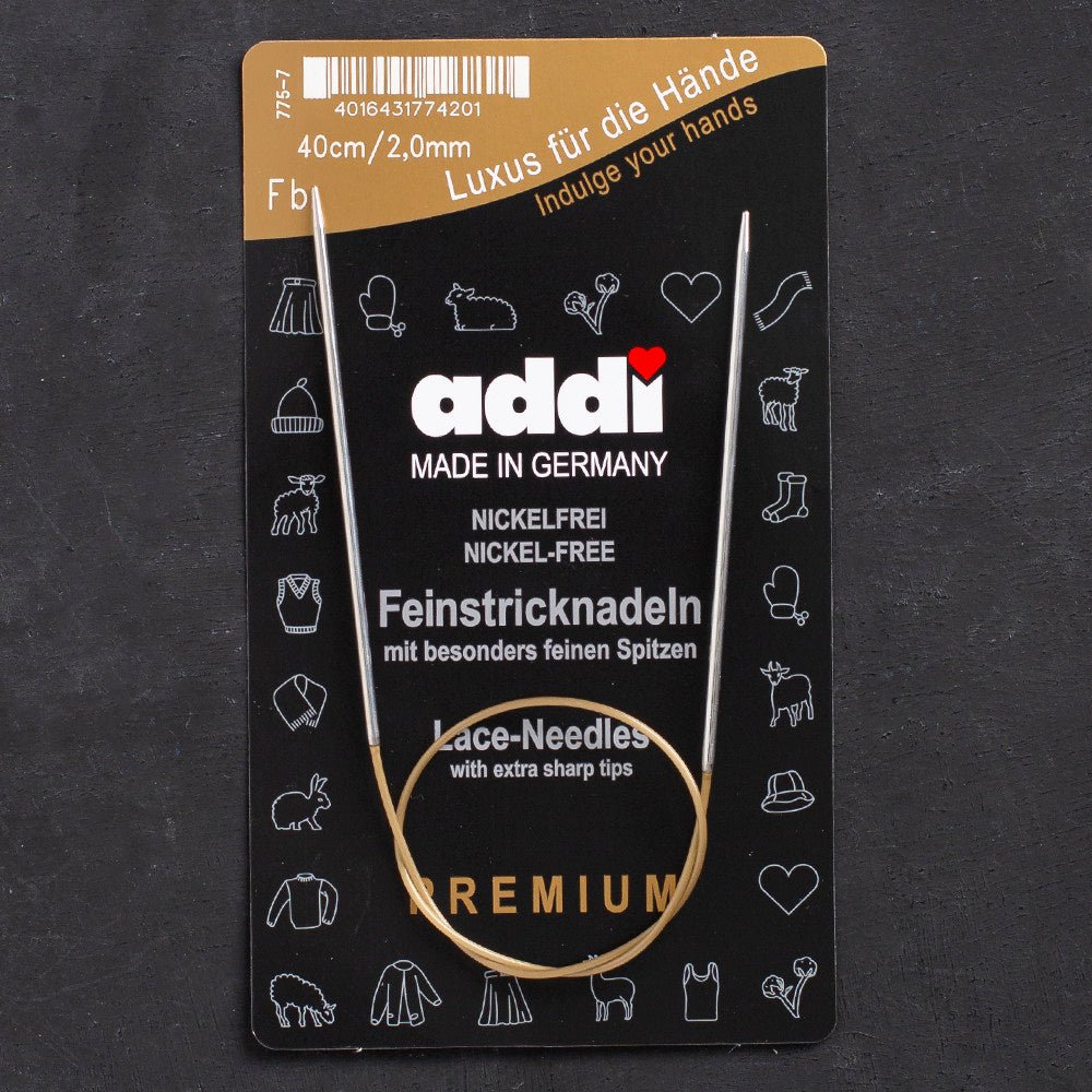 Addi 2mm 40cm Uzun Uçlu Misinalı Örgü Şişi - 775-7