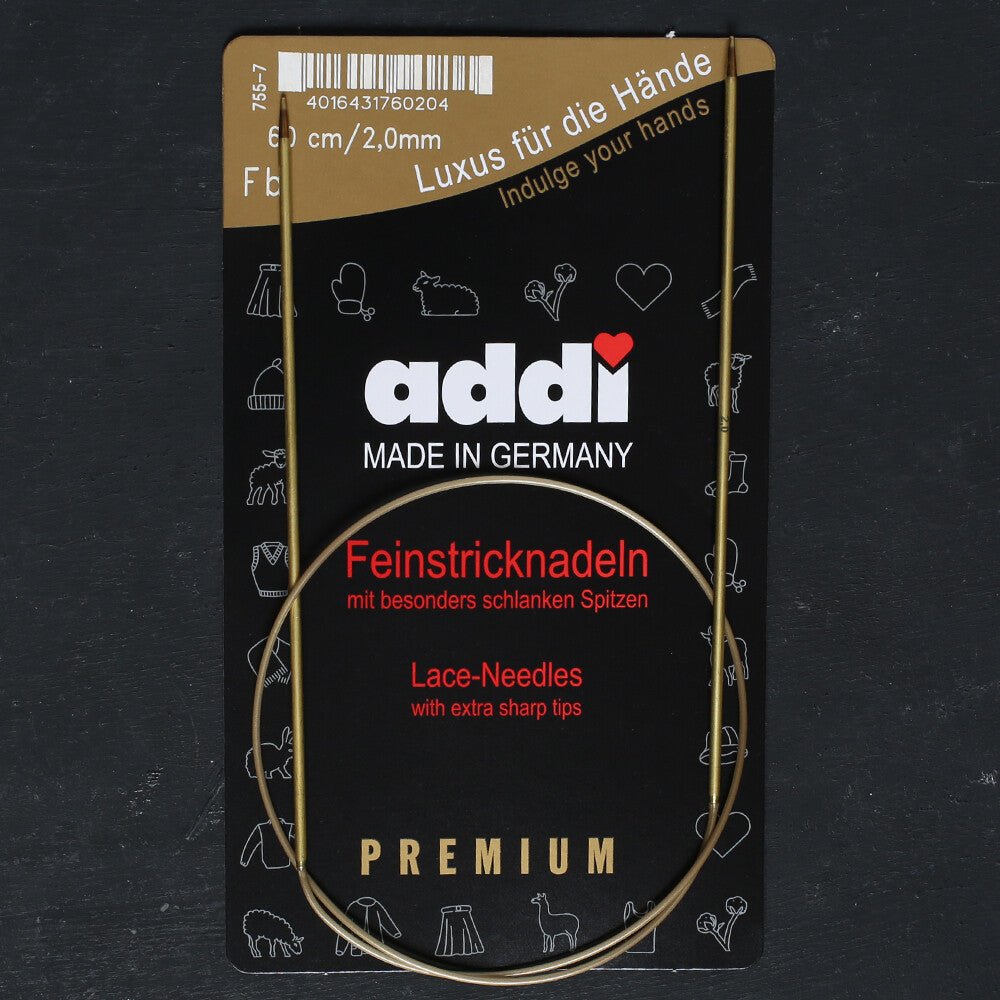 Addi 2mm 60cm Klasik Uzun Uçlu Misinalı Örgü Şişi - 755-7