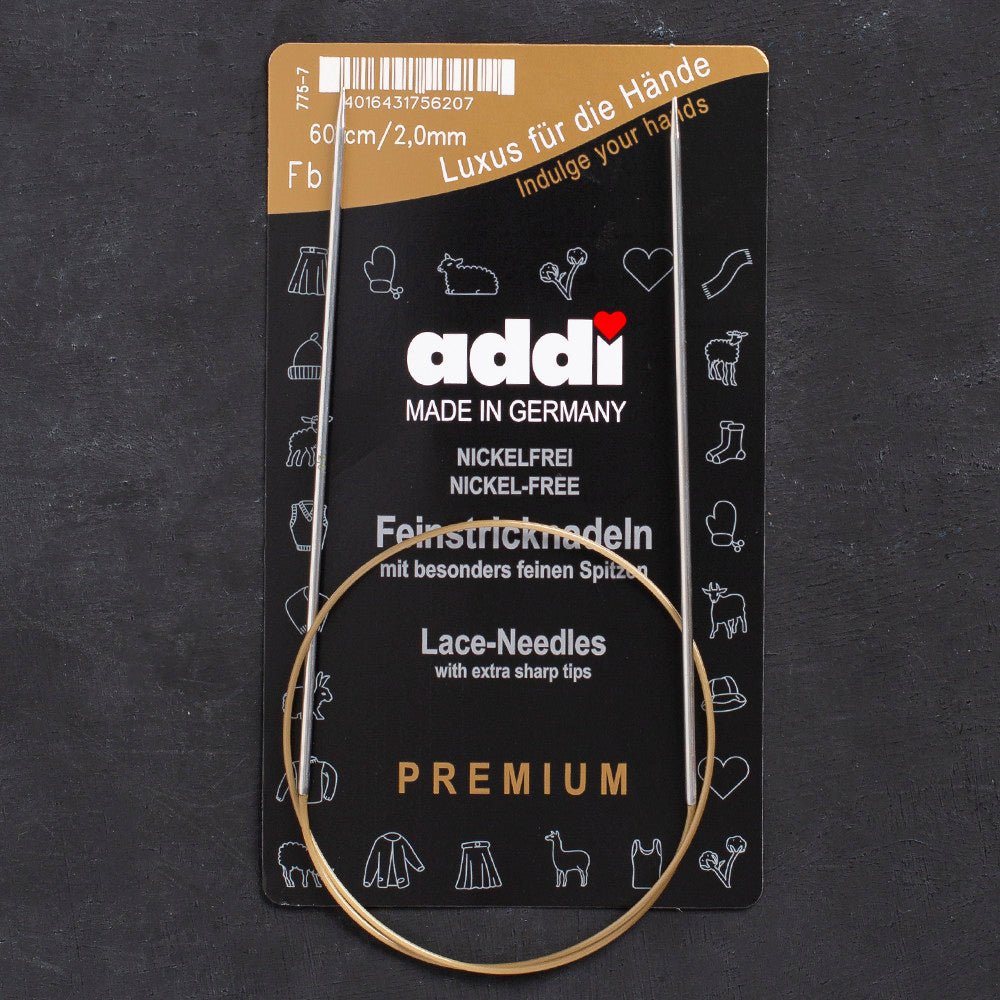 Addi 2mm 60cm Uzun Uçlu Misinalı Örgü Şişi - 775-7