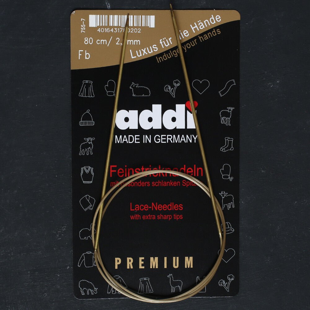 Addi 2mm 80cm Klasik Uzun Uçlu Misinalı Örgü Şişi - 755-7