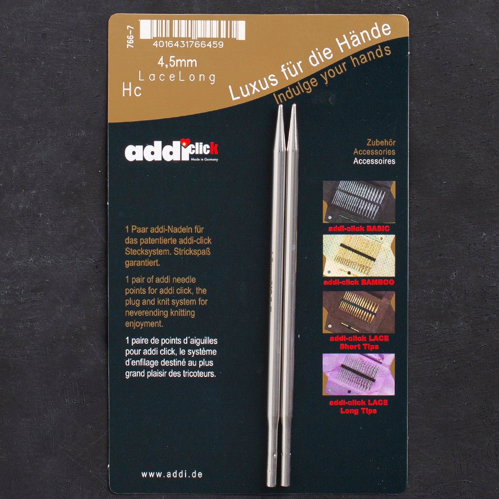 Addi Click Lace 4,5mm Değiştirilebilir Uzun Uçlu Dantel Şişi - 766-7